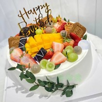 Birthday Mango & Fruits Cake with Oreo Biscuits