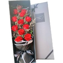 Caja de 9 rosas rojas