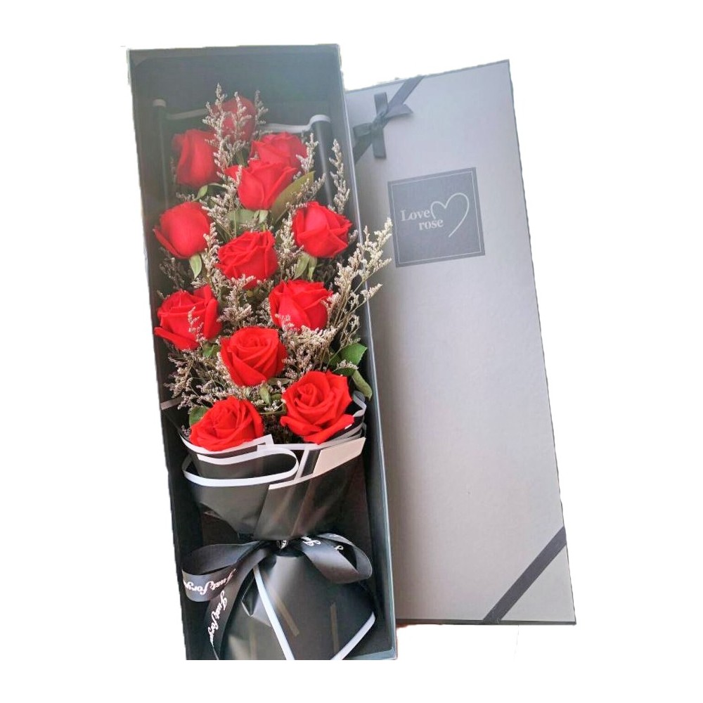 Caja de 9 rosas rojas