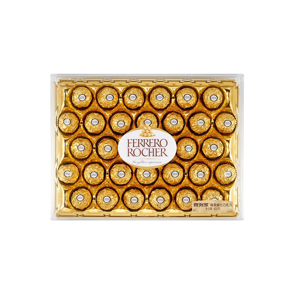 Ferrero Rocher Fine Hazelnut Chocolate One Box of 32 Pieces