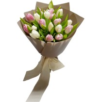 Le Bouquet de Tulipes Roses et Blanches « Sentiment de Tendresse »