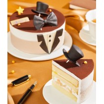 [Ganso Shop] ネクタイスタイルのジェントルマンチョコレートフルーツクリームバースデーケーキ