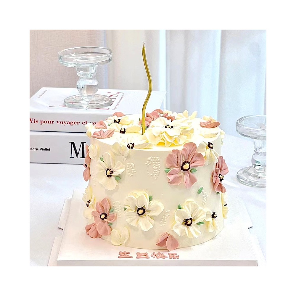 Torta di Compleanno Gelato con Stile di Fiori