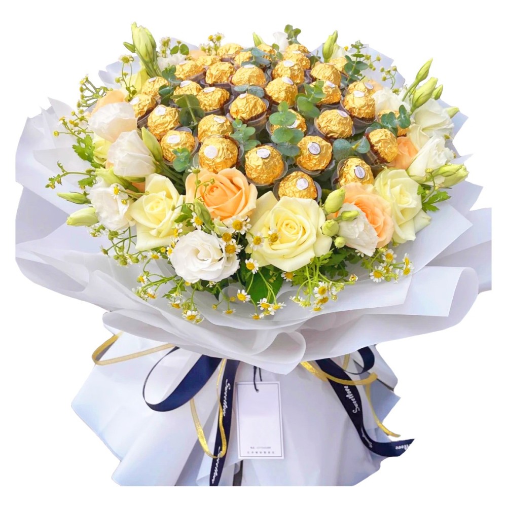 Il Bouquet di Fiori e 33 Ferrero Rocher Cioccolatini