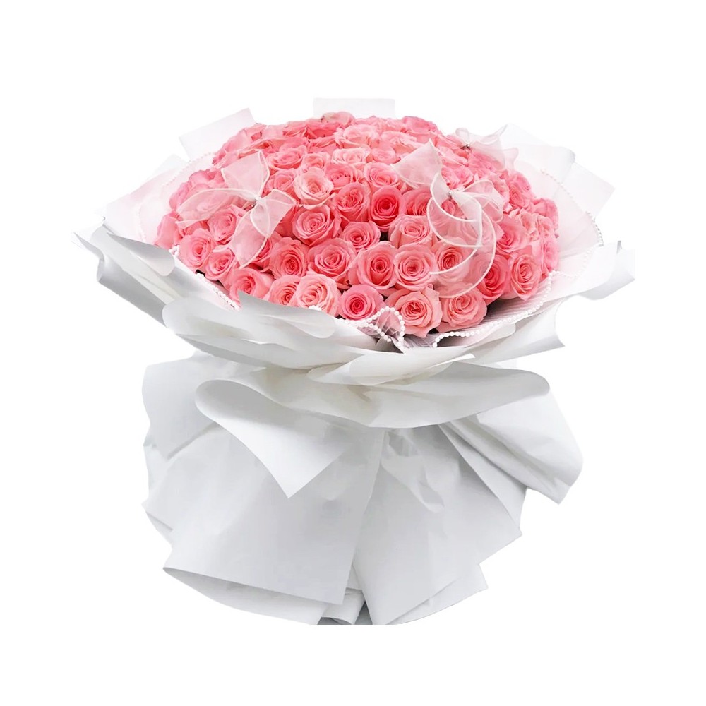 Il Bouquet di 99 Rose Rosa « Desiderio Forte »