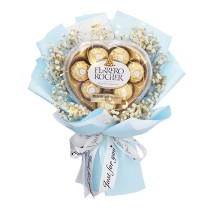 Il Mini Bouquet Ferrero Rocher Scatola di Cioccolatini e Gypsophila « Little Cute »