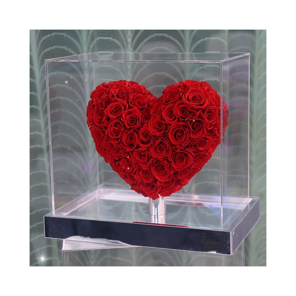 3D Heart Shaped Natural Preserved Roses