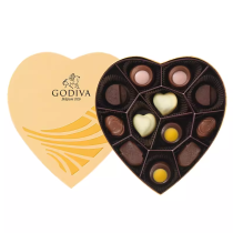 Godiva Scatola Regalo a Forma di Cuore Color Oro di Cioccolatini Premium