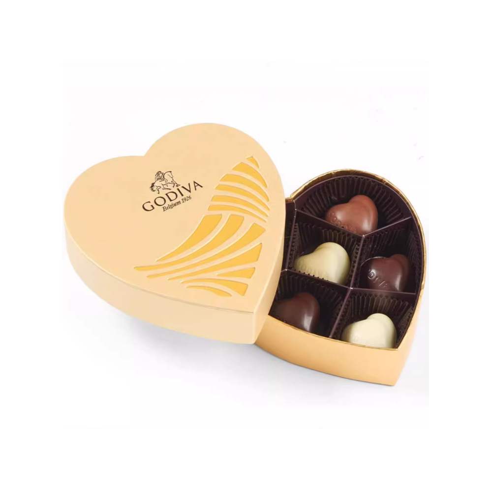 Godiva Chocolates Premium en Caja de Regalo en Forma de Corazón Color Dorado