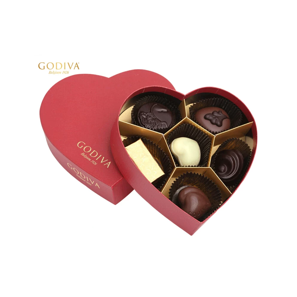 Godiva Caja de regalo en forma de corazón de color rojo de chocolates premium