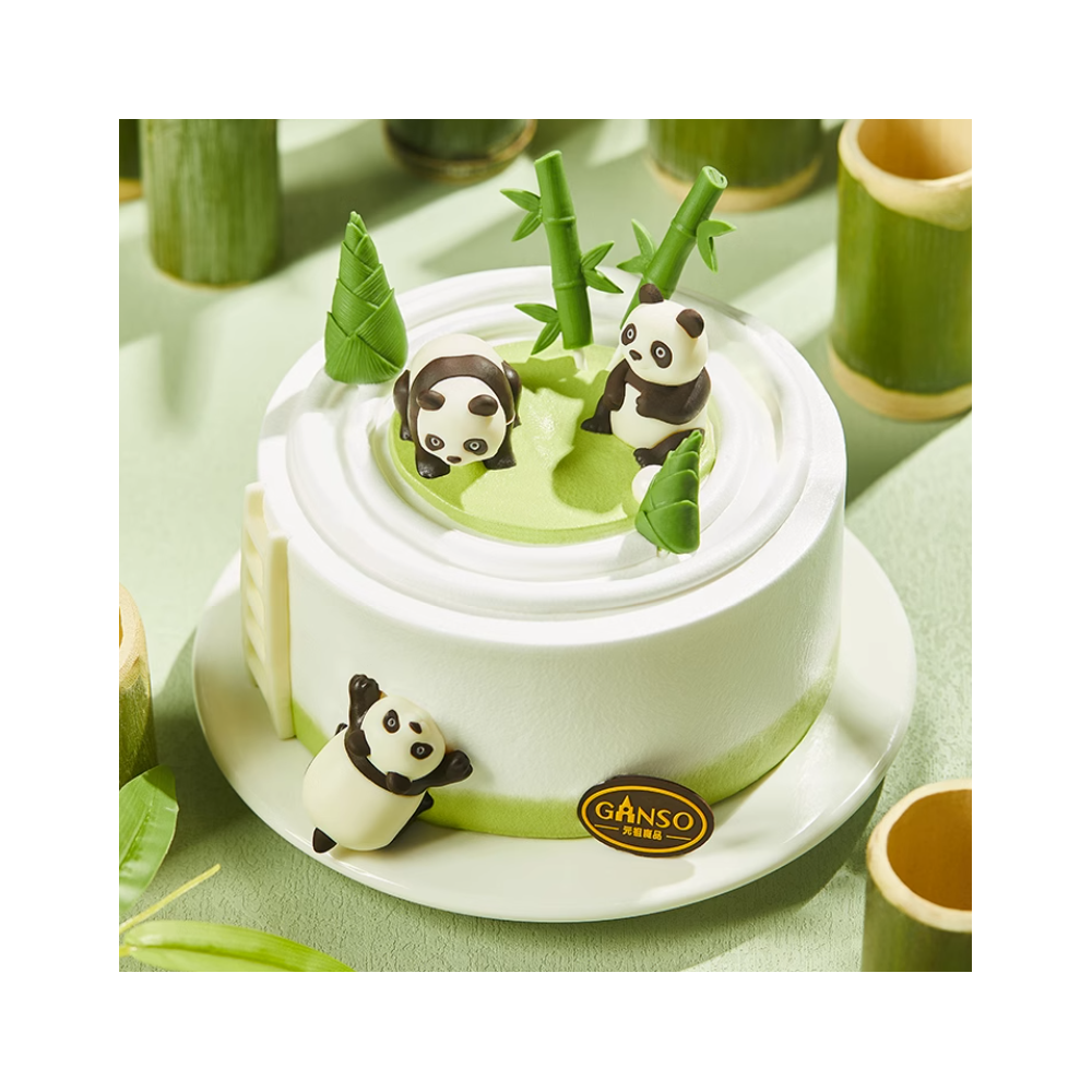 Gâteau d'anniversaire rond sur le thème du panda