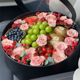 Coffret Cadeau Fleurs & Fruits Frais