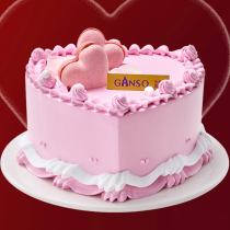 [Ganso Shop] Love Birthday Fruit Cake Pink Heart Shaped