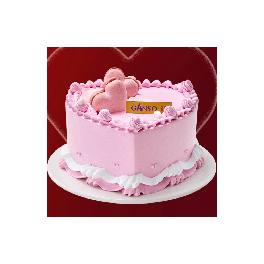 [Ganso Shop] Love Birthday Fruit Cake Pink Heart Shaped