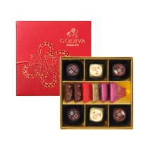 Godiva 12 Chocolats Premium Coffret cadeau de forme carré sur le thème de l'Année du Dragon du Nouvel An chinois