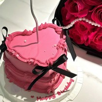 Elegant Hot Pink Heart-Shaped Delight Birthday Cake