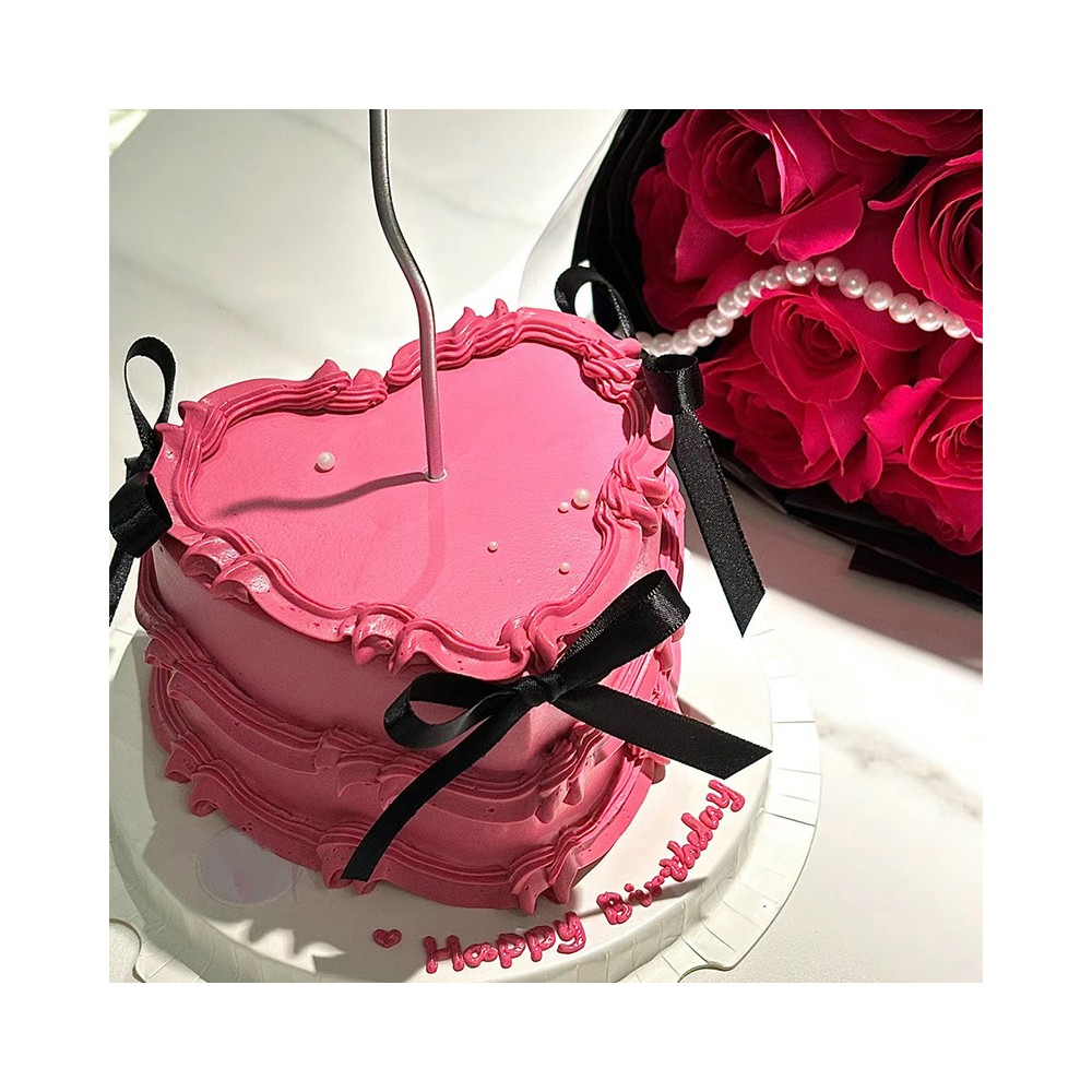 Elegant Hot Pink Heart-Shaped Delight Birthday Cake