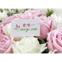 Invia un bouquet di rose rosa e bianche in Cina.