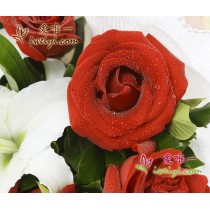 Rose rosse e gigli bianchi