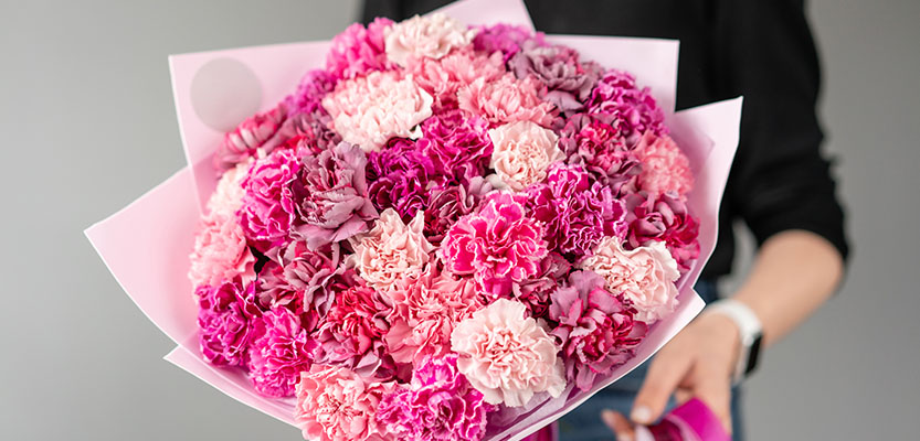 Bouquet of pink and purple carnations